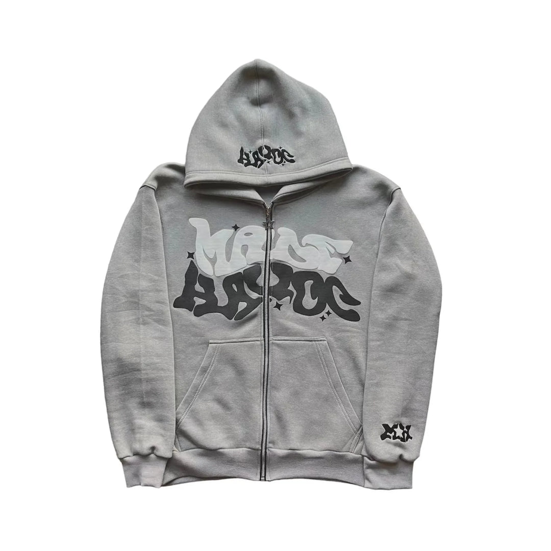 Unisex Zip Hoodie mit Sternen- und Buchstabenprint für Y2K-Look 11