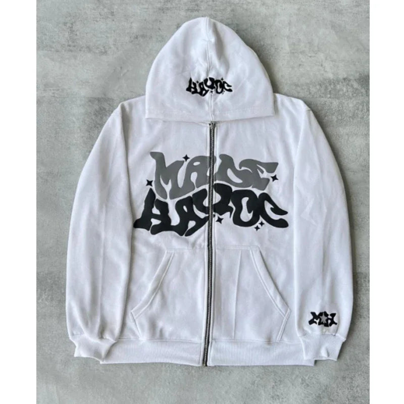 Unisex Zip Hoodie mit Sternen- und Buchstabenprint für Y2K-Look 4