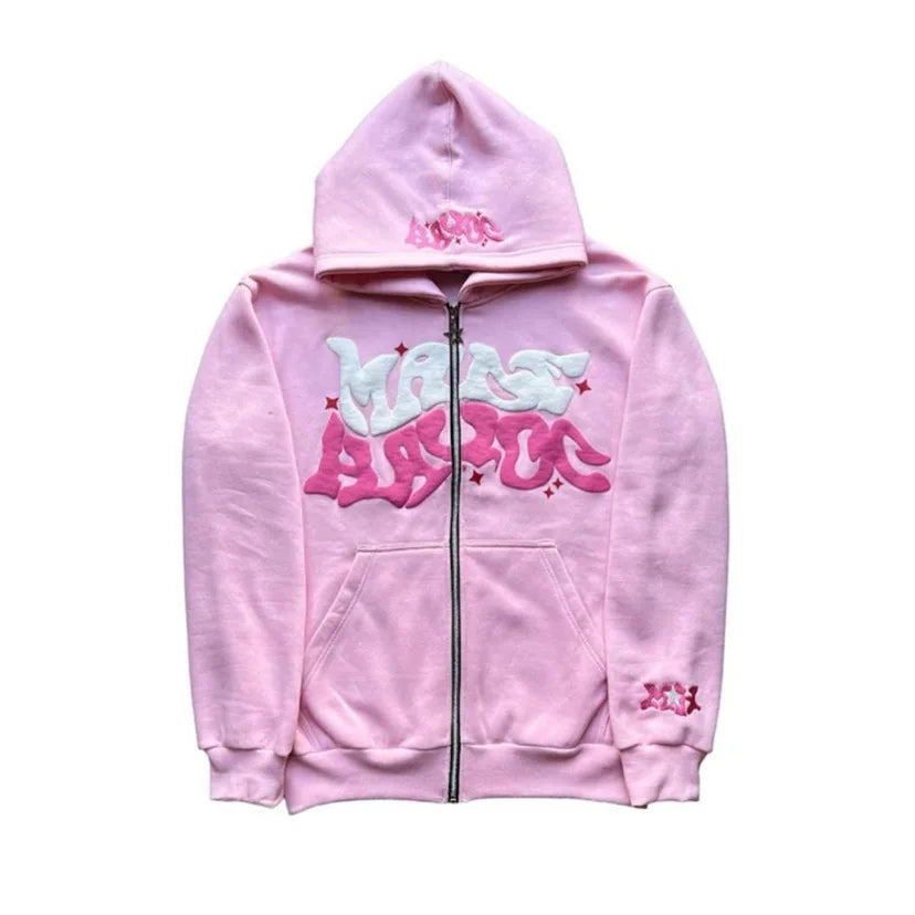 Unisex Zip Hoodie mit Sternen- und Buchstabenprint für Y2K-Look 7