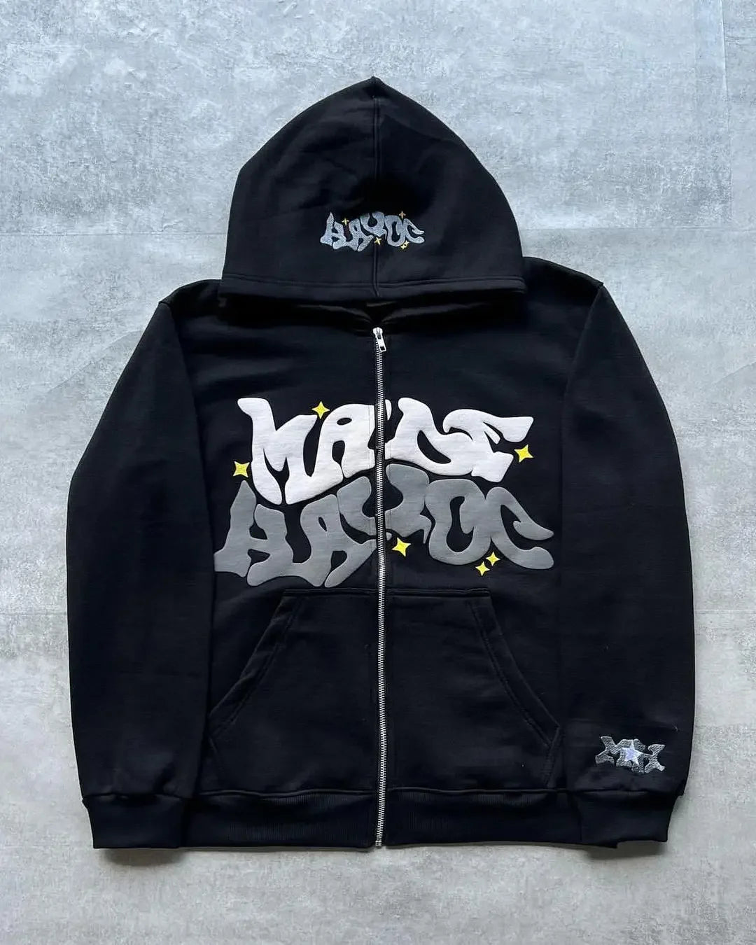 Unisex Zip Hoodie mit Sternen- und Buchstabenprint für Y2K-Look 8