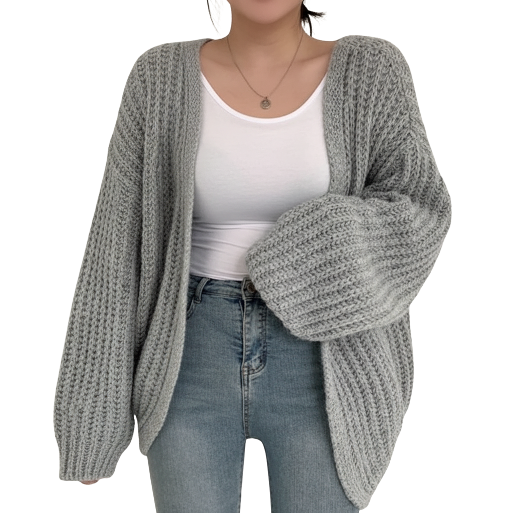 Vintage Cardigan Damen mit Laternenärmeln – Lässiger Stil für den Herbst, Bequeme Passform