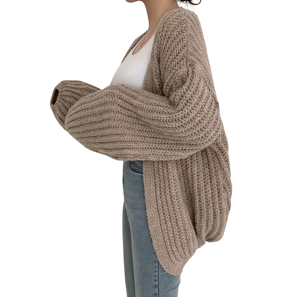 Vintage Cardigan Damen mit Laternenärmeln – Lässiger Stil für den Herbst, Bequeme Passform