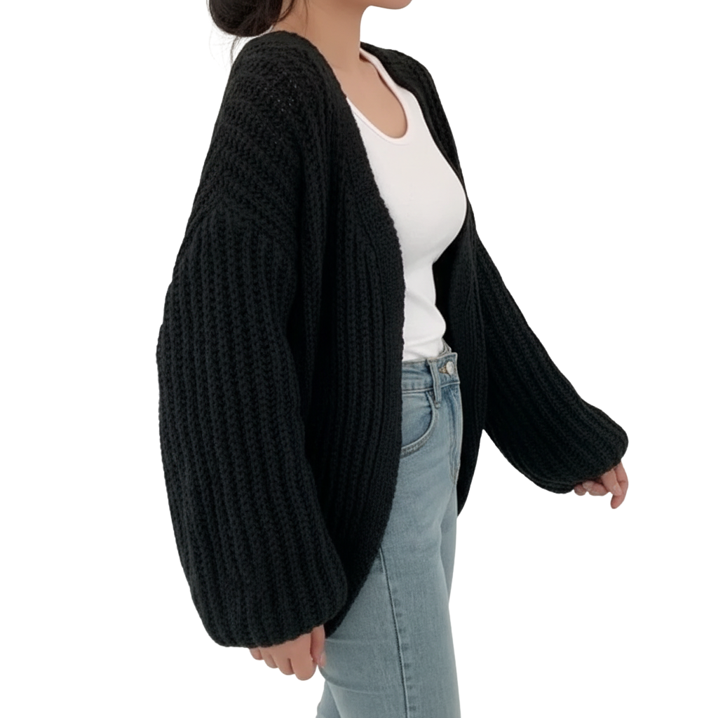 Vintage Cardigan Damen mit Laternenärmeln – Lässiger Stil für den Herbst, Bequeme Passform